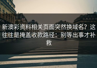 新澳彩资料相关页面突然换域名？这往往是掩盖收款路径：别等出事才补救