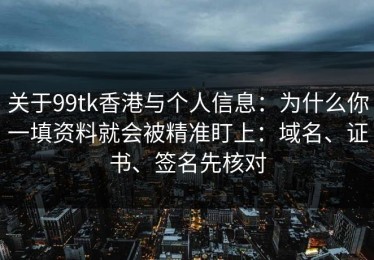 关于99tk香港与个人信息：为什么你一填资料就会被精准盯上：域名、证书、签名先核对