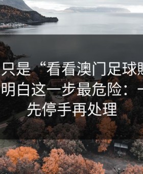 我以为只是“看看澳门足球賠率”，后来才明白这一步最危险：一句话：先停手再处理