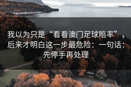 我以为只是“看看澳门足球賠率”，后来才明白这一步最危险：一句话：先停手再处理