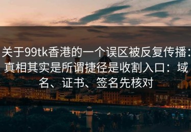 关于99tk香港的一个误区被反复传播：真相其实是所谓捷径是收割入口：域名、证书、签名先核对