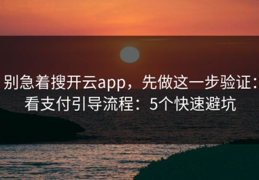 别急着搜开云app，先做这一步验证：看支付引导流程：5个快速避坑