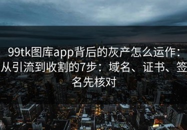 99tk图库app背后的灰产怎么运作：从引流到收割的7步：域名、证书、签名先核对