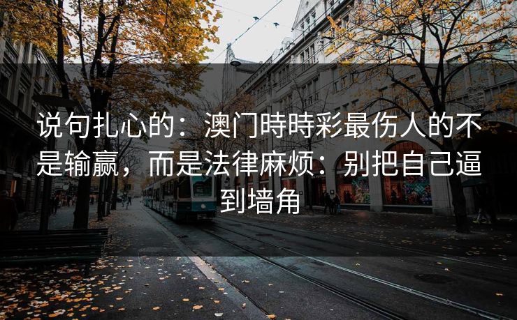 说句扎心的：澳门時時彩最伤人的不是输赢，而是法律麻烦：别把自己逼到墙角
