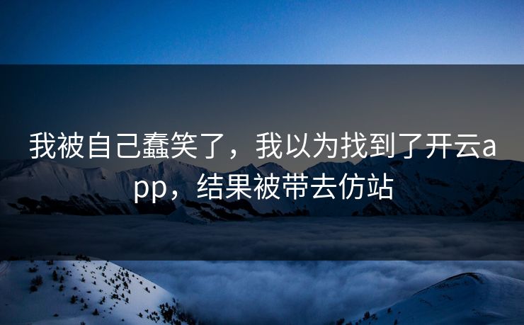 我被自己蠢笑了，我以为找到了开云app，结果被带去仿站