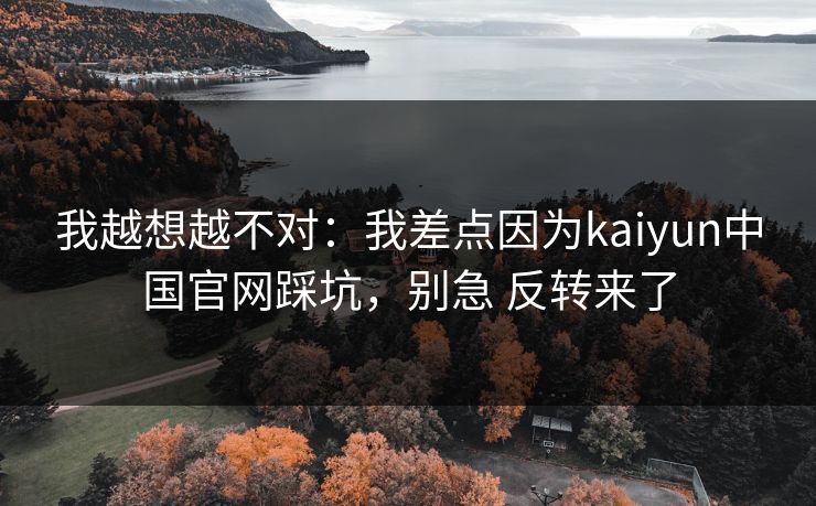 我越想越不对：我差点因为kaiyun中国官网踩坑，别急 反转来了