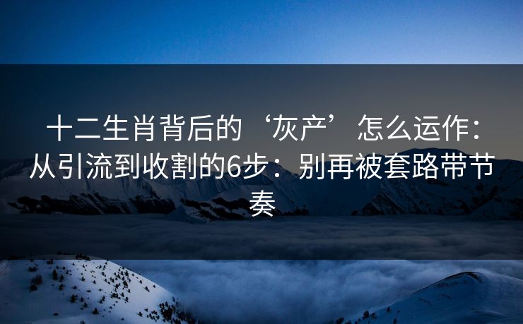 十二生肖背后的‘灰产’怎么运作：从引流到收割的6步：别再被套路带节奏