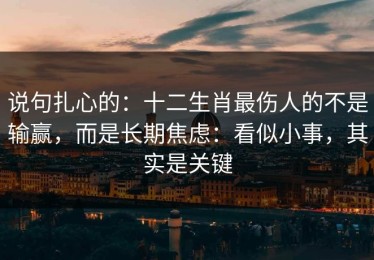 说句扎心的：十二生肖最伤人的不是输赢，而是长期焦虑：看似小事，其实是关键