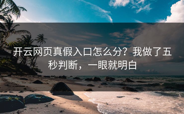 开云网页真假入口怎么分？我做了五秒判断，一眼就明白