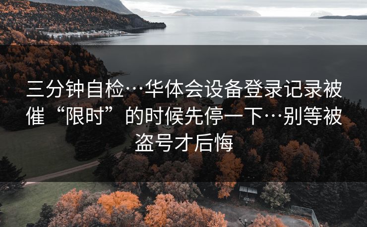 三分钟自检…华体会设备登录记录被催“限时”的时候先停一下…别等被盗号才后悔